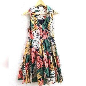 Anthropologie x Eri + Ali Sleeveless Foliage Shirtdress With Pockets Size Small